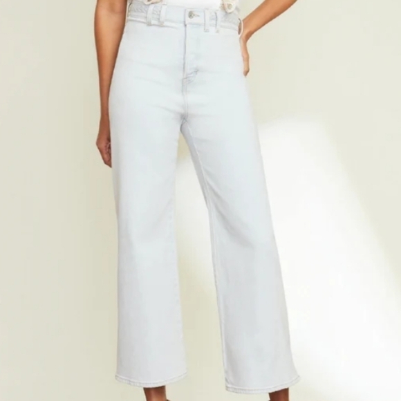 Veronica Beard Grant Wide-Leg Jean Braided Waist in Aspen - Picture 1 of 12